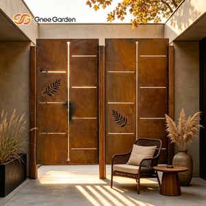 Paravent de jardin moderne en acier Corten, résistant aux intempéries, écologique, rustique, orange, rectangulaire, ornement pour la décoration de jardin - Product Image 5