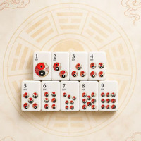 Jeu de Mahjong Américain Pliable de Luxe Moderne 160 Pièces, Tuiles Acryliques Multicouches Rouge et Blanc, Motifs Dragon, Phénix et Floraux, Jeu de Société