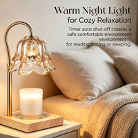 Lampe chauffe-bougie électrique dorée avec minuterie et variateur d'intensité, cadeau pour femme, pour faire fondre la cire