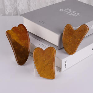 Neues Design Ei Gelber Stein Gua Sha Herzförmiges Gesichts kratz werkzeug zum Massieren von Falten lindern Dünnes Gesichts <span class=keywords><strong>massage</strong></span> werkzeug - Product Image 6