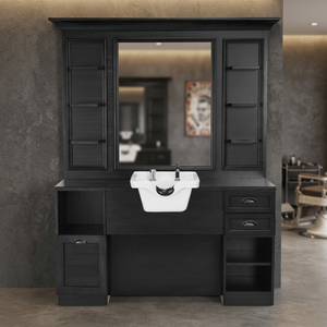 Estación de Espejo de Barbería Comercial Moderna y de Lujo, Mueble de Madera Elegante y Ajustable con Metal Resistente, Modelo 316 - Product Image 3