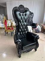 Fauteuils Trône Traditionnels en Bois Capitonnés pour Location Mariage, Tailles Queen et King, Rouge et Or, pour Salon, Chambre, Appartement, Salle à Manger - Vente en Gros