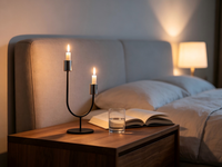 Porte-bougie double conique en métal noir en forme de U |   Candélabre asymétrique pour mariage et décoration intérieure