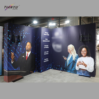 Stand d'exposition en forme de L incurvé, bannière triangulaire, stand de chaussures pour centre commercial, présentoir pop-up de 20 pieds à prix avantageux
