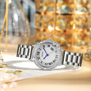 Reloj de Cuarzo para Mujer Seno, Correa de Acero Inoxidable Color Oro Rosa, Esfera Analógica, Resistente al Agua 3Bar, Caja con Cristales de Moda, Cierre Oculto - Product Image 2