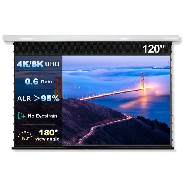 120inch 16:9 Automatic Ambient Light Rejecting Motorized Ceiling CBSP CLR Pet Crystal Ust Laser 4k Projector Screen