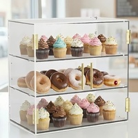 Vitrine de Comptoir Personnalisable à 3 Niveaux en Acrylique Transparent pour Boulangerie, Panneaux PETG Haute Résistance de 4 mm, Présentoir à Pain, Vitrine à Gâteaux de Fête