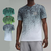 Vente en gros – T-shirt d'été personnalisé pour homme, 100 % polyester, respirant, séchage rapide, léger, col rond, taille élastique, impression par transfert thermique