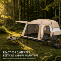 Tente de camping familiale pour 8 à 12 personnes, grande tente à 2 chambres et 1 salon, abri extérieur imperméable pour les voyages en groupe