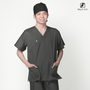 Produit thaïlandais Combinaison de gommage unisexe à col en V avec pantalon à taille élastique de couleur métallique idéale pour le personnel hospitalier et clinique - Product Image 2