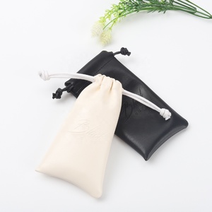 <b>Custom</b> Emboss Logo Leather Gift Jewelry <b>Lipstick</b> Pouch Drawstring Sunglasses Leather Bag - Product Image 3