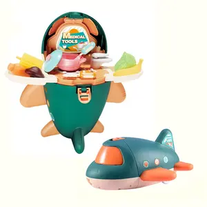 OEM/ODM Juguetes Cocina toptan çocuk sevimli uçak sırt çantası makyaj doktor aracı mutfak oyuncaklar