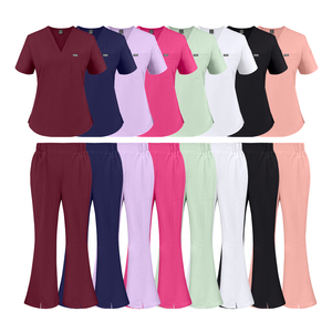 Ensemble de pantalons médicaux pour femmes Niaahinn, <span class=keywords><strong>blanc</strong></span>, extensible, respirant, tissu peigné doux, polyester/spandex, sur mesure pour hôpital - Product Image 4
