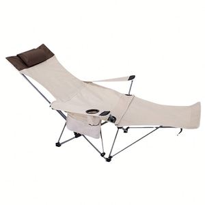 Chaise Lune Moderne Pliante Portable pour Extérieur, Camping, Plage, Jardin, Randonnée, Bureau, Pause Déjeuner, Pêche, en Tissu Oxford 600D et Fer - Product Image 1