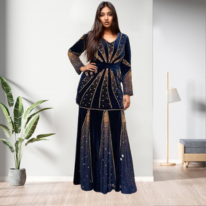 Robe de soirée élégante de haute qualité à manches longues et à perles, robe de soirée formelle pour femmes, mode féminine - Product Image 4