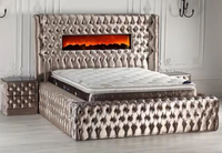 Lit de luxe avec plate-forme tuftée en diamant classique, cadre de lit pour ensemble de meubles de chambre à coucher, vente directe en usine