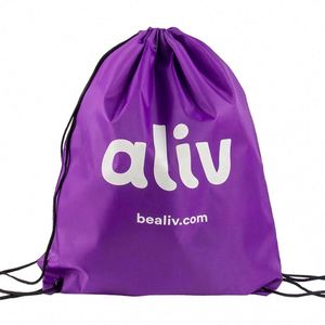 Custom Logo Sublimation Printed Recycled Waterproof 210D Polyester Drawstring Bag Gym Sports <b>Backpack</b> - Product Image 2