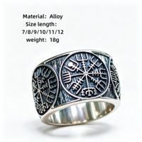 Bague Viking Boussole Homme Alliage Argent Antique Vegvisir Nordique Sceau Bijoux Vente en Gros Fabricant Personnalisé OEM