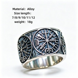 Bague Viking Boussole Homme Alliage Argent Antique Vegvisir Nordique Sceau Bijoux Vente en Gros Fabricant Personnalisé OEM - Product Image 2