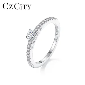 CZCITY-Anillo de Plata de Ley 925 con diamantes de imitación, joyería de compromiso, Estilo Vintage