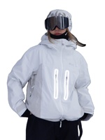 Veste de ski imperméable, coupe-vent et résistante à l'usure, blanche et grise, 3L, entièrement laminée, avec doublure en polaire, pour snowboard