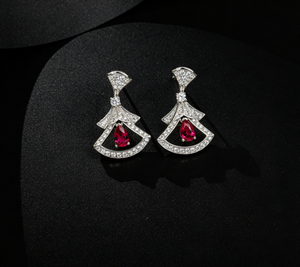 925 Silver Cultivated Ruby Dress Earrings Lab-Grown Gemstones High-End Feel Exquisite and Beautiful Birthday Gift <b>Girlfriend</b> Q - Product Image 1