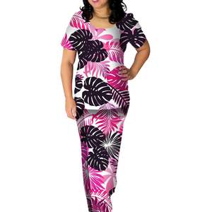 Samoan Puletasi Plus Size abbigliamento donna tribale polinesiano nero Fiji Masi Tapa stampa abiti personalizzati abbigliamento donna due pezzi - Product Image 5