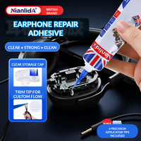 Adhésif pour coque d'écouteurs Nianlida 50 ml, résine polymère à séchage lent, transparent, non dommageable, pointe de précision, étanche, durcissement en 24 heures