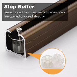 Kit de porte coulissante WEKIS en aluminium noir durable, fermeture douce, montage au plafond, pour salon, chambre, cuisine, rangement extérieur - Product Image 4