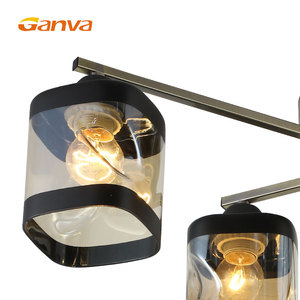 GANVA-lámpara <span class=keywords><strong>de</strong></span> <span class=keywords><strong>techo</strong></span> cuadrada moderna para decoración del hogar, Bombilla múltiple montada en superficie <span class=keywords><strong>de</strong></span> vidrio E27 Vintage - Product Image 4