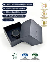 Boîte cadeau rigide de luxe écologique pour montre connectée, en carton avec pelliculage mat, gaufrage et doublure en mousse