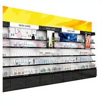 Vitrine de Luxe Robuste pour Cosmétiques et Soins de la Peau avec Éclairage LED, Étagères Ajustables Personnalisables et Panneau Publicitaire pour Marques en Magasin de Détail et Supermarché