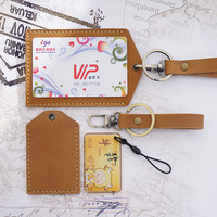 Porte-cartes vintage en cuir de vachette véritable vieilli avec porte-clés, pour cartes de bus, cartes d'étudiant, cartes d'accès et cartes d'identité, avec protection