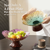 Nouvelle assiette à fruits en plastique de luxe, transparente dégradée, en forme de pétale, de qualité alimentaire, plat de service pour desserts, bol à bonbons avec base pour fêtes et banquets