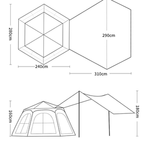 Carpa Hexagonal Automática para Acampar, Amplia, para Varias Personas, de Tela Oxford, para las Cuatro Estaciones, de Apertura Rápida, Impermeable y Portátil - Product Image 4