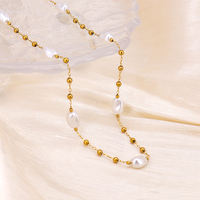 Mode En Acier Inoxydable Plaqué Or Femmes Bijoux Collier En Gros 18k Allergie Imitation Bijoux Perle Colliers