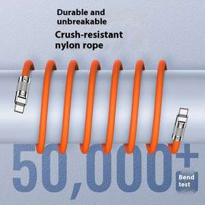 Cable <span class=keywords><strong>USB</strong></span> <span class=keywords><strong>C</strong></span> de Carga Rápida de 27W, Blindado, 6A, Recubierto de Estaño, Irrompible, con Envoltura de Silicona Resistente, Organizador de 1m, Compatible con Datos - Product Image 6