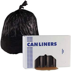 Boardwalk 385817BLK High-Density Black Can Liner 38x58 60gal 14 Microns 25 <b>Bags</b>/RL 8 RL/CT <b>Household</b> <b>Trash</b> <b>Bags</b> - Product Image 2