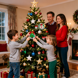 Kit de Bricolage de Noël en Argile Auto-Durcissante et Plastique pour 4 Ornements, Ensemble Artistique Sûr et Non Toxique pour Enfants avec Perles et Paillettes, Cadeau de Noël, Vente en Gros OEM - Product Image 4