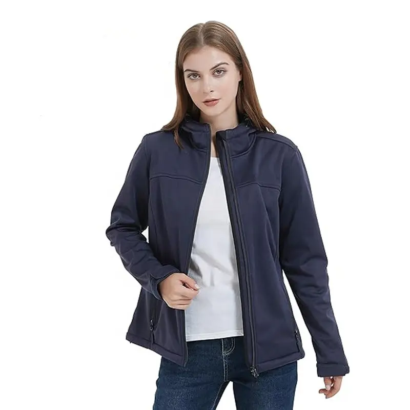女性用フリース裏地付きソフトシェルジャケット冬用軽量ウインドブレーカー耐水性屋外ジャケットとコート