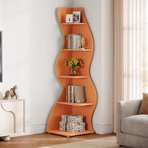 Étagère d'angle SENYU, bibliothèque d'angle murale moderne à 5 niveaux, élégante petite bibliothèque d'angle, étagère de rangement - Product Image 6