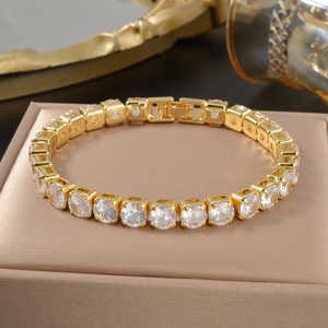 Zeadear secure snap lock wholesale custom <b>copper</b> cubic zirconia tennis women fashion premium glamorous 18k gold plated <b>bracelet</b> - Product Image 5
