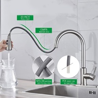 Robinet de cuisine sans contact en acier inoxydable 304, robinet de cuisine à ressort extractible