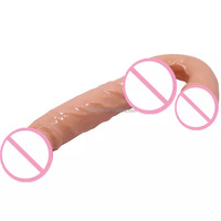 Dildo Doble sin Tirantes, Largo, de Gelatina, Realista, Flexible, con Doble Extremo, Pene Grande para Mujeres, Masturbador, Juguetes Sexuales para Lesbianas, Precio de Fábrica