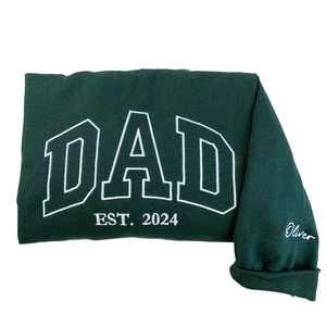 Sweat-shirt à capuche personnalisé pour papa 2026, brodé, col rond avec nom de l'enfant, jersey uni respirant, unisexe, saison hivernale - Product Image 2