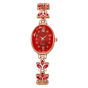 Elegante Reloj de Pulsera para Mujer con Esfera Ovalada, Reloj de Joyería con Pedrería, Reloj de Cuarzo Dorado Rosa para Dama - Product Image 1