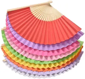 Shunli bamboo material hand craft paper fan custom paper hand fan for church wedding gift