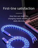 Cable de Carga 3 en 1 con Luz LED USB Tipo-C, Conectores de Aleación de Aluminio para Android, para Xperia