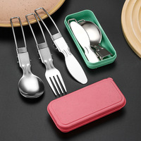 Nouvel ensemble de couverts pliables minimalistes en acier inoxydable 304 avec fourchette, couteau et cuillère portable pour pique-niques et camping en extérieur