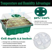 Plateau de croissance pour plantes de jardin, couvercle 12 cellules, Kit de plateau de démarrage pour semis de Germination avec dôme, lumière de croissance, humidité réglable